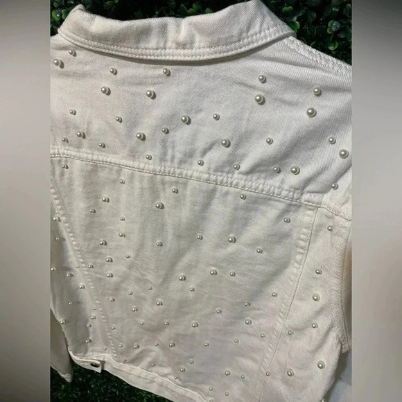 Savanna Jane Ivory Pearl Denim Jacket - Size Medium - Picture 7 of 10